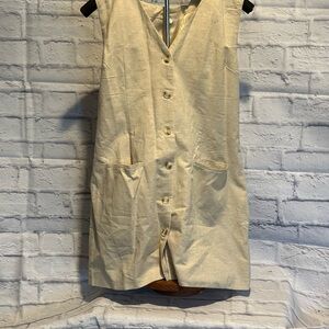 Cream Sleeveless Button-Down Dress